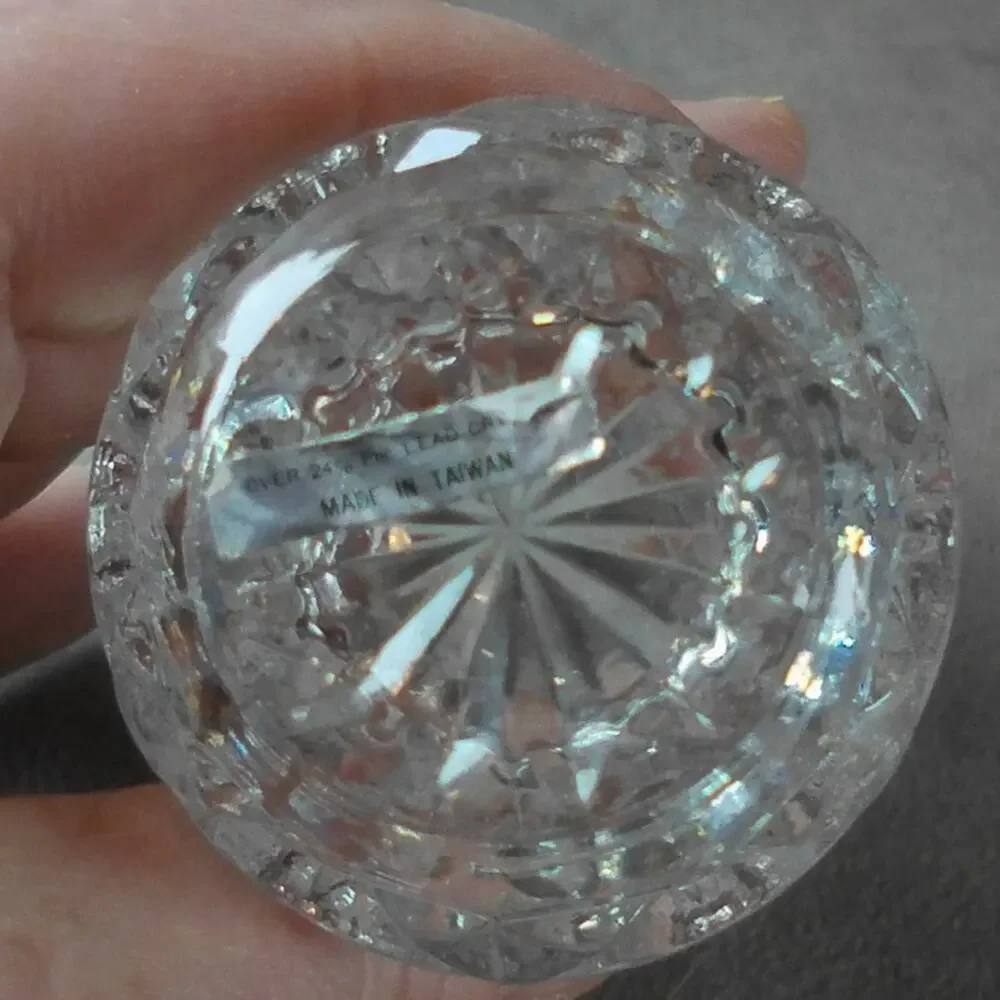 Eternal 24% Lead Crystal Toothpick Holder Sawtooth Rim Taiwan Vintage Glass